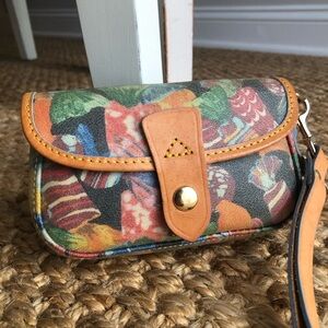 New: Vintage Dooney and Burke Hard Candy Flap Wristlet with Charm